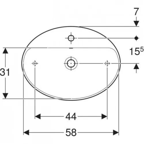 Geberit VariForm pultra ültethető ovális mosdó csaplyukkal 60x45 GE-500.772.01.2 rrr