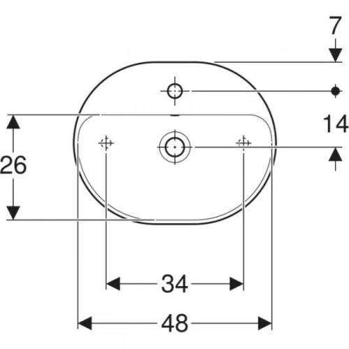 Geberit VariForm pultra ültethető ellipszis mosdó csaplyukkal 50x40 GE-500.775.01.2 rrr