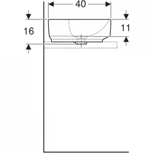 Geberit VariForm pultra ültethető ellipszis mosdó csaplyukkal 50x40 GE-500.775.01.2