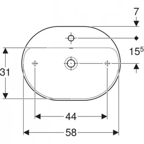 Geberit VariForm pultra ültethető ellipszis mosdó csaplyukkal 60x45 (500.777.01.2)