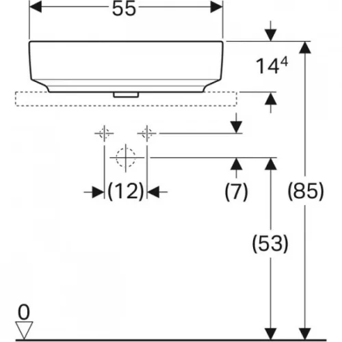 Geberit VariForm pultra ültethető mosdó 55 cm fehér GE-500.779.01.2 rajz3