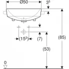 Geberit VariForm félig beépíthető kerek mosdó 50 cm GE-500.782.01.2 rajz2