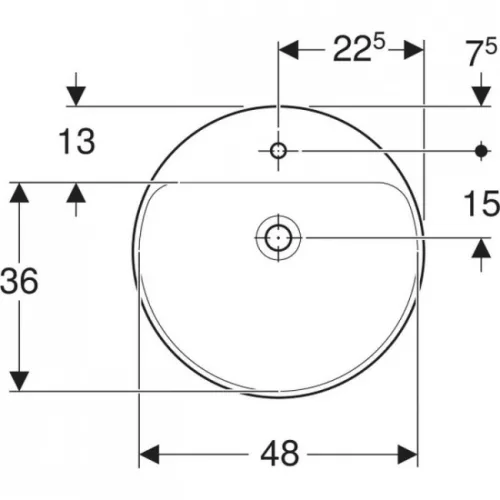 Geberit VariForm félig beépíthető kerek mosdó 50 cm GE-500.782.01.2