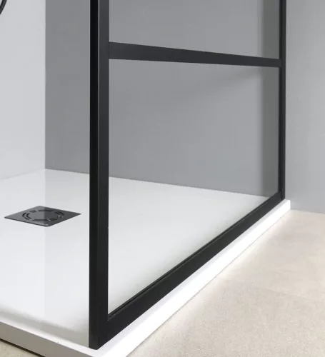 Gelco CURE BLACK fix zuhanyfal, 1400mm, transzparent üveg, matt fekete profil