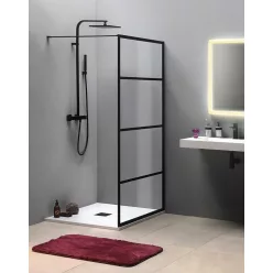 Gelco CURE BLACK fix zuhanyfal, 900mm, transzparent üveg, matt fekete profil