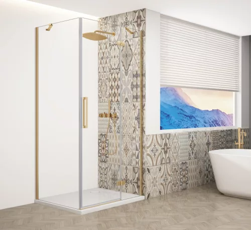 Gelco TRINITY GOLD MATT szögletes zuhanykabin, 1100x900mm, transzparent üveg, jobbos