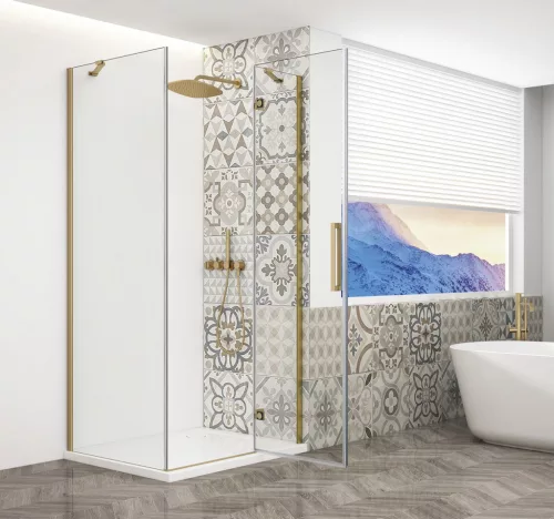 Gelco TRINITY GOLD MATT szögletes zuhanykabin, 1100x900mm, transzparent üveg, jobbos
