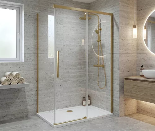GELCO LUXOR GOLD MATT zuhanykabin tolóajtóval, 1100x1000mm, jobbos/balos