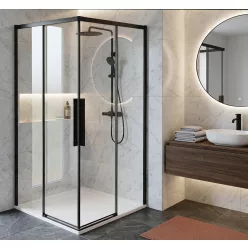 GELCO LUXOR BLACK zuhanykabin tolóajtóval, 900x900mm, sarokbelépős