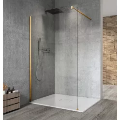 Gelco VARIO GOLD MATT Fix zuhanyfal, fali profillal, merőleges merevítő nélkül, transzparent üveg, 1100mm