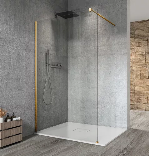Gelco VARIO GOLD MATT Fix zuhanyfal, fali profillal, merőleges merevítő nélkül, transzparent üveg, 1100mm