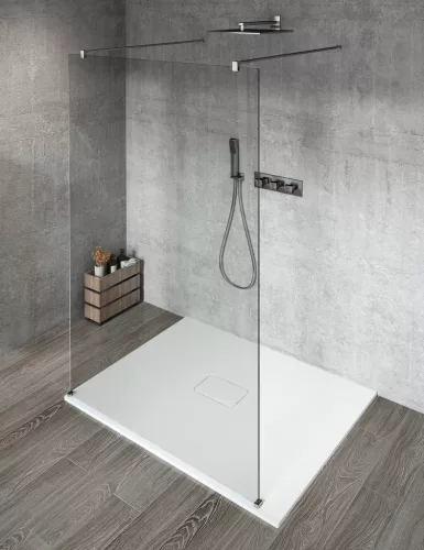 Gelco VARIO CHROME Szabadon álló zuhanyfal merőleges merevítőkkel, transzparent üveg, 1400mm