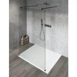 Gelco VARIO BLACK Szabadon álló zuhanyfal merőleges merevítőkkel, transzparent üveg, 1400mm