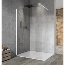 Gelco VARIO WHITE Fix zuhanyfal, fali profillal, merőleges merevítő nélkül, transzparent üveg, 700mm