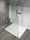 Gelco VARIO BLACK Szabadon álló zuhanyfal merőleges merevítőkkel, transzparent üveg, 700mm