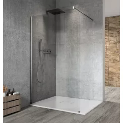 Gelco VARIO CHROME Fix zuhanyfal, fali profillal, merőleges merevítő nélkül, transzparent üveg, 800mm