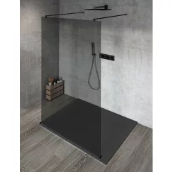 Gelco VARIO BLACK Szabadon álló zuhanyfal merőleges merevítőkkel, füst üveg, 1200mm