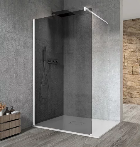Gelco VARIO WHITE Fix zuhanyfal, fali profillal, merőleges merevítő nélkül, füst üveg, 1300mm