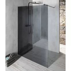 Gelco VARIO BLACK Fix zuhanyfal, fali profillal, merőleges merevítő nélkül, füst üveg, 1400mm