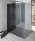 Gelco VARIO BLACK Fix zuhanyfal, fali profillal, merőleges merevítő nélkül, füst üveg, 700mm