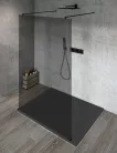 Gelco VARIO BLACK Szabadon álló zuhanyfal merőleges merevítőkkel, füst üveg, 700mm