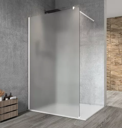 Gelco VARIO WHITE Fix zuhanyfal, fali profillal, merőleges merevítő nélkül, matt üveg, 1400mm