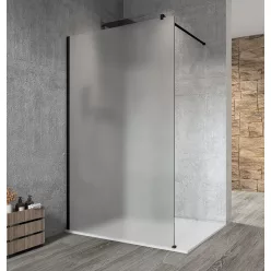 Gelco VARIO BLACK Fix zuhanyfal, fali profillal, merőleges merevítő nélkül, matt üveg,, 800mm
