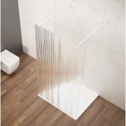 Gelco VARIO WHITE Szabadon álló zuhanyfal merőleges merevítőkkel, nordic üveg, 1100mm