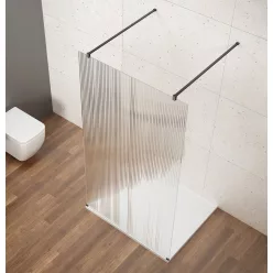 Gelco VARIO BLACK Szabadon álló zuhanyfal merőleges merevítőkkel, nordic üveg, 700mm