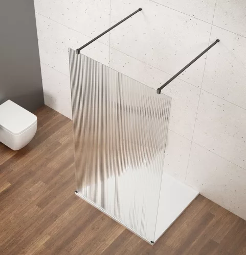 Gelco VARIO BLACK Szabadon álló zuhanyfal merőleges merevítőkkel, nordic üveg, 700mm
