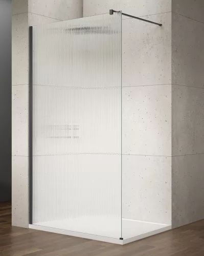 Gelco VARIO BLACK Fix zuhanyfal, fali profillal, merőleges merevítő nélkül, nordic üveg, 900mm