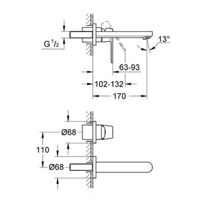 Grohe Eurosmart Cosmopolitan kétlyukas mosdó csaptelep (19381000)