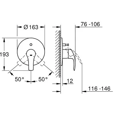 Grohe Eurosmart süllyesztett kád csaptelep külső GR-19450002