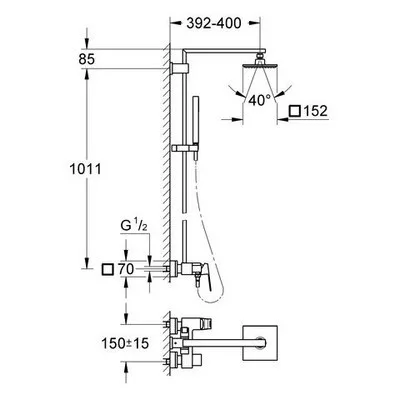 Grohe Eurocube falra szerelhető zuhanyrendszer (23147000)