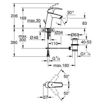 Grohe Eurosmart egykaros mosdó csaptelep M automata leeresztővel króm (23322001)