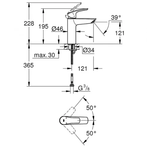 Grohe Eurosmart M mosdócsaptelep leeresztő nélkül GR-23324003