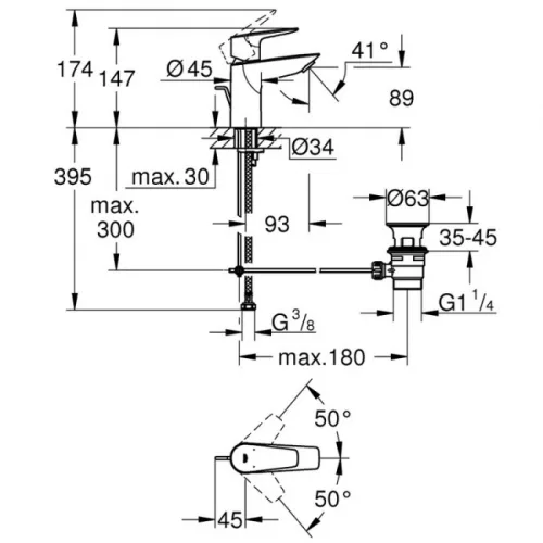 Grohe BauEdge S egykaros mosdócsaptelep automata GR-23328001