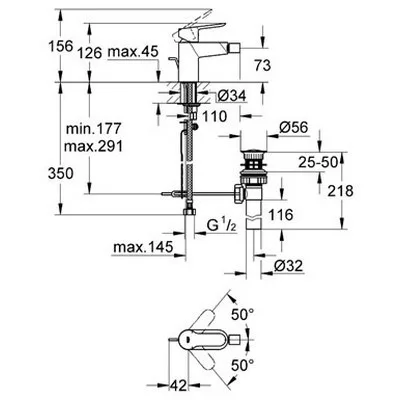 Grohe BauEdge egykaros bidé csaptelep (23331000)