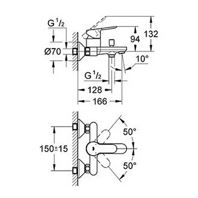 Grohe BauEdge egykaros fali kád csaptelep (23334000)