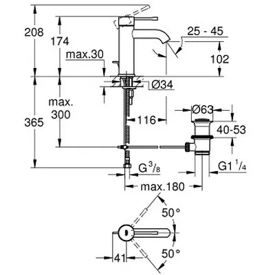 Grohe Essence New S egykaros mosdó csaptelep króm 23589001