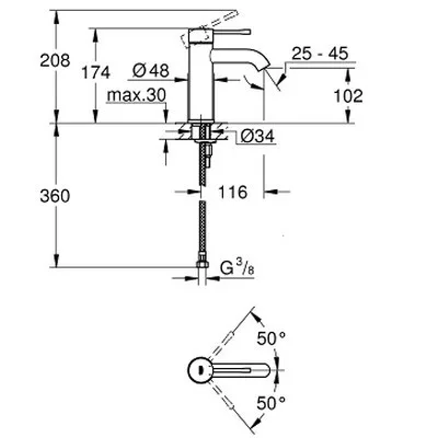 Grohe Essence New S egykaros mosdó csaptelep króm 23590001