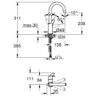 Grohe Eurosmart L mosdócsaptelep felsőíves lánctartós GR-23743002