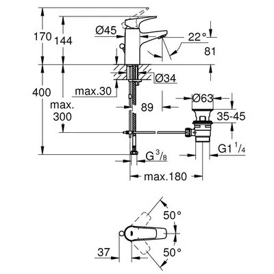 Grohe BauFlow S mosdó csaptelep automata leeresztővel GR-23751000