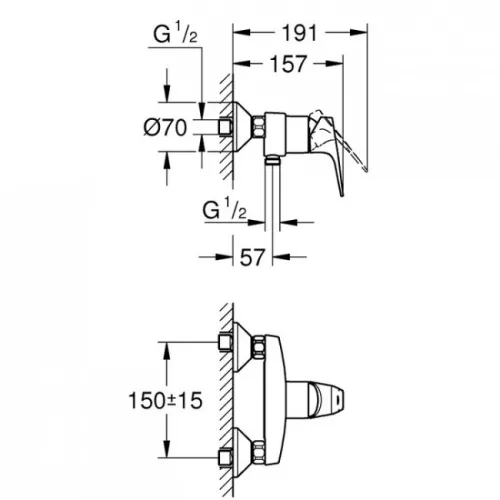 Grohe BauFlow egykaros zuhanycsaptelep króm GR-23755000