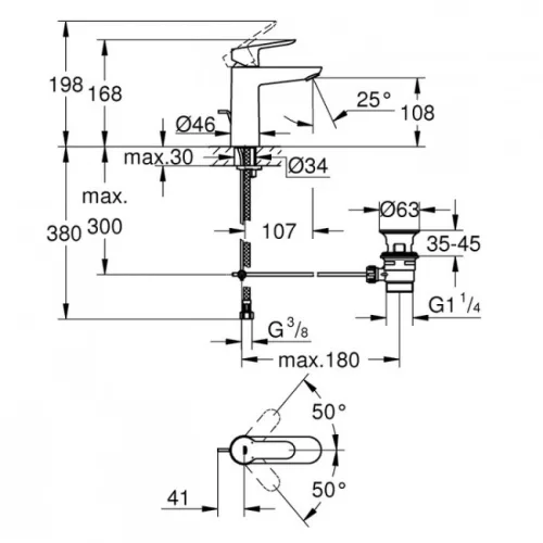 Grohe BauEdge M automata mosdó csaptelep GR-23758000