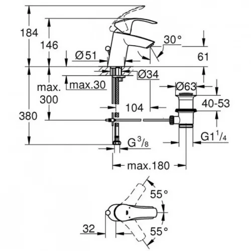 Grohe Eurosmart S automata mosdó csaptelep GR-23788002