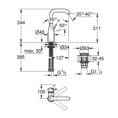 Grohe Essence New L egykaros mosdó csaptelep króm 23799001