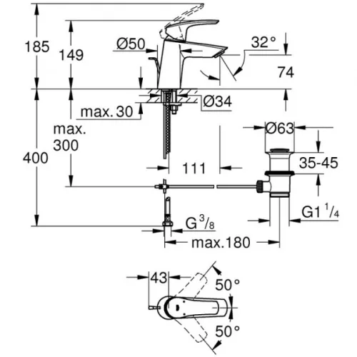 Grohe Eurosmart S mosdócsaptelep automata GR-23965003