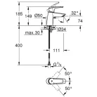 Grohe Eurosmart S mosdócsaptelep leeresztő nélkül GR-23967003