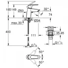 Grohe Eurosmart S ClickClack leeresztős mosdó csaptelep matt fekete GR-239682433